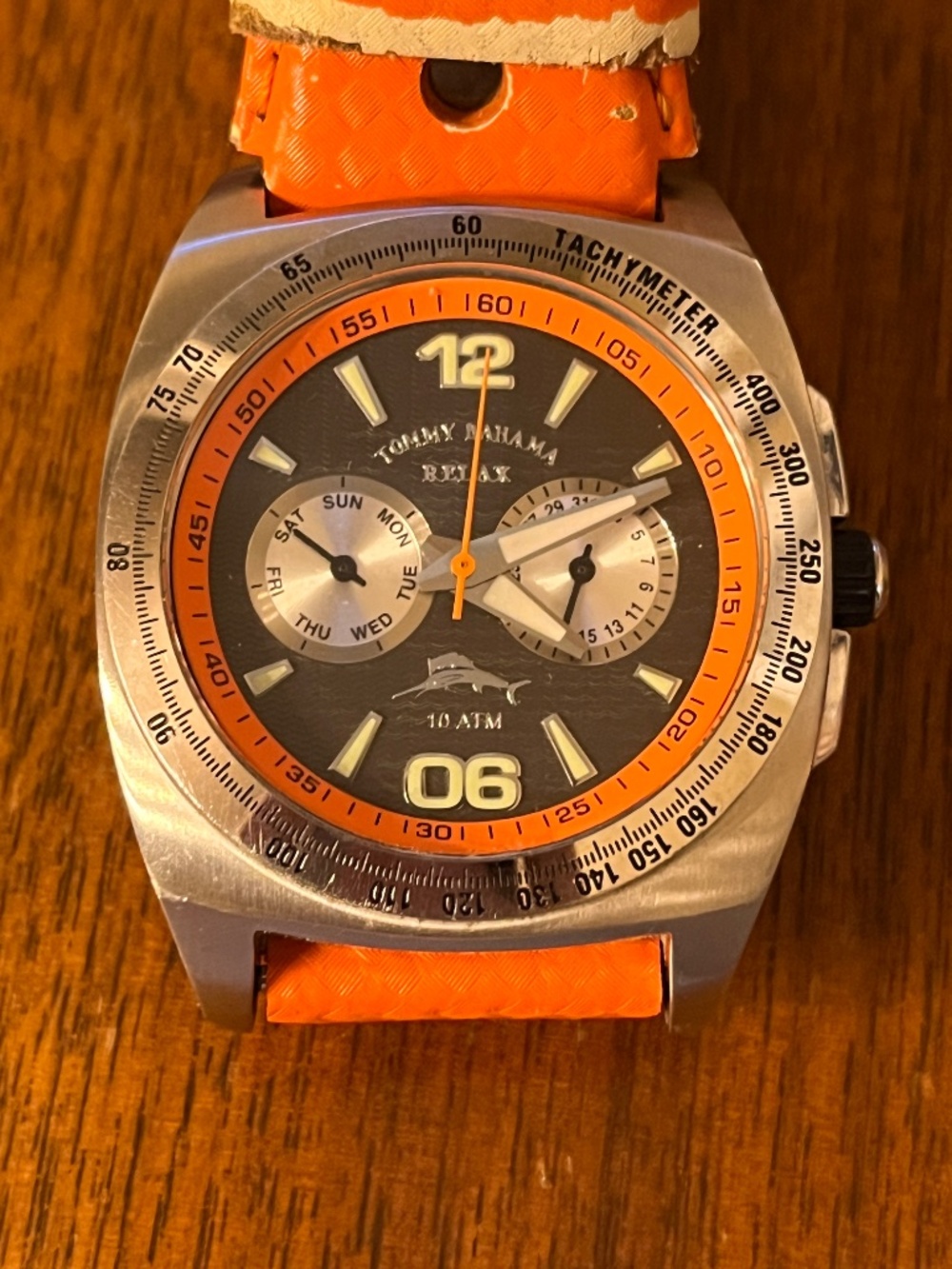 Men's Tommy Bahama Brand Watch/Timepiece With Navy Blue and Orange Face